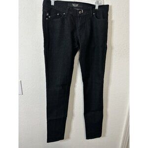 Rock And Republic Women’s Mid Rise Embroidered Logo Black Denim Skinny Jeans 29